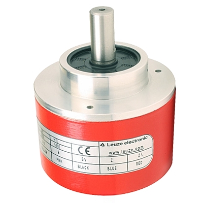 Front view of Leuze EI 1058-S08x20C-1024T-020R incremental encoder, aluminum housing